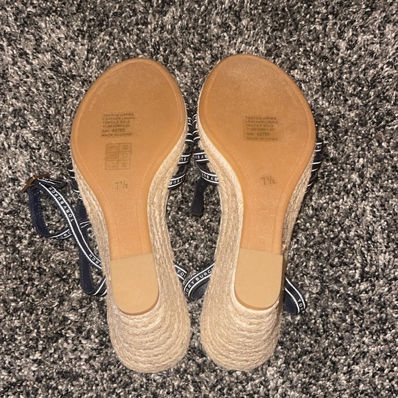 Tory Burch Women's Tory Ribbon Espadrille Wedge Sandals - Picture 8 of 11